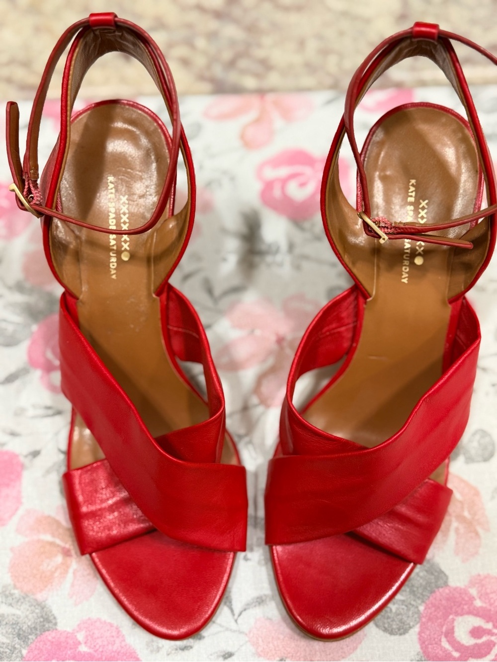 kate spade Red Strappy Block Heel Sandals